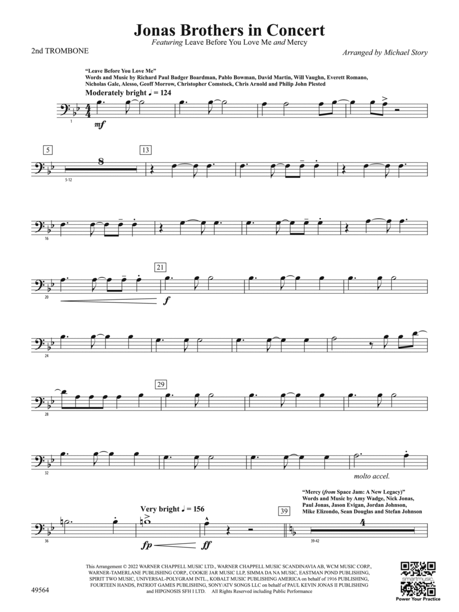 Jonas Brothers in Concert: 2nd Trombone Concert Band scores gallery preview page 1