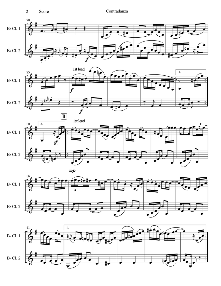 Contradanza Contradanza Clarinet Duet scores gallery preview page 3