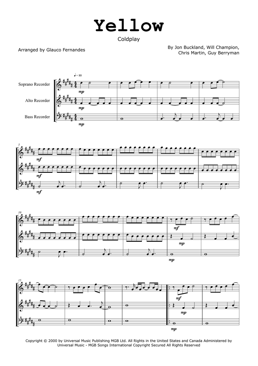 Yellow Chamber Music scores gallery preview page 1