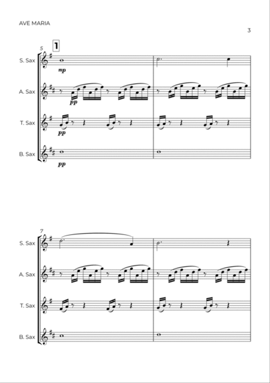 AVE MARIA - GONOUD - SAXOPHONE QUARTET Saxophone Quartet scores gallery preview page 3