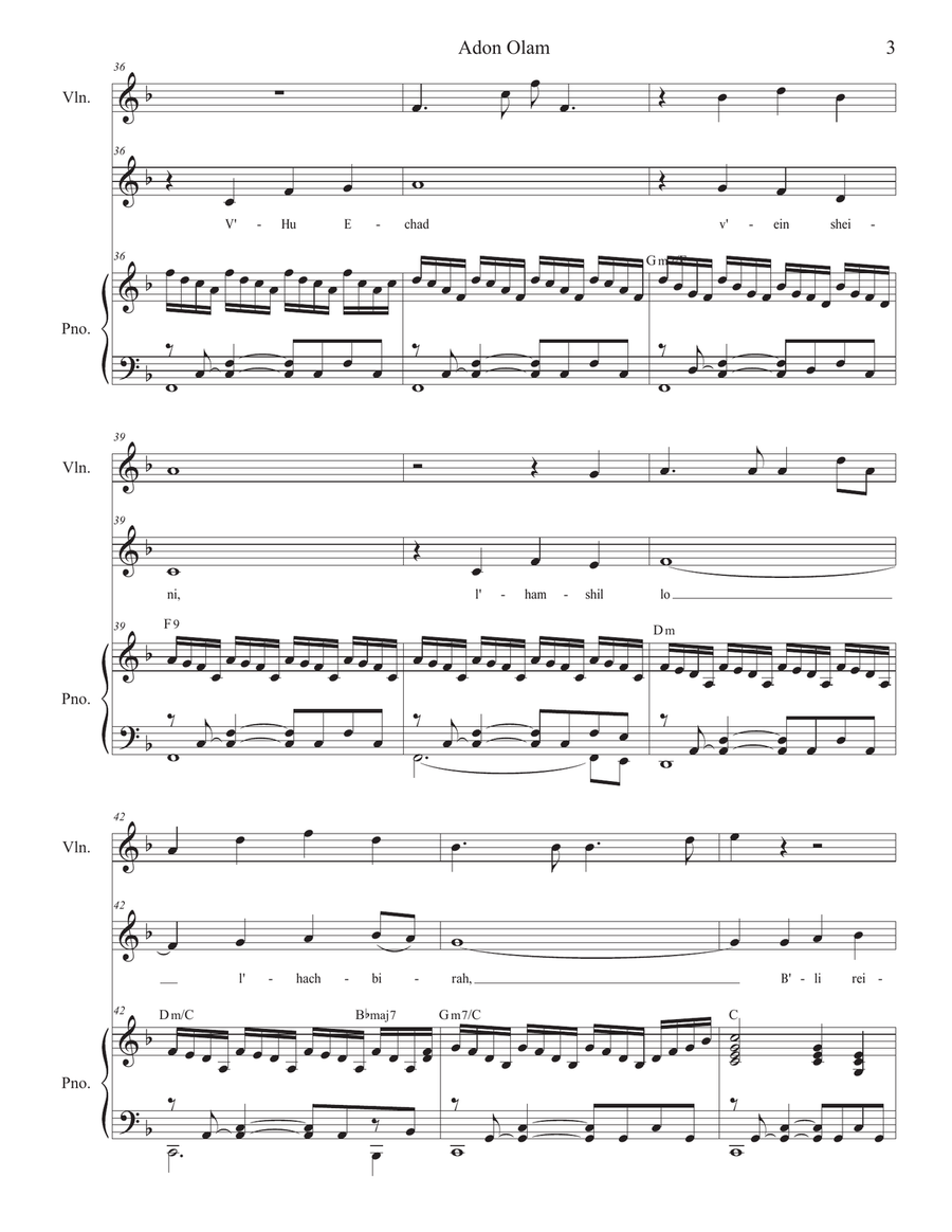 Adon Olam (Unison choir - Medium Key) Unison Choir scores gallery preview page 3