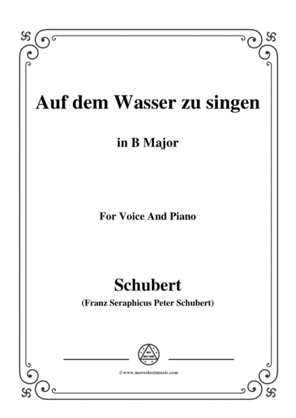 Schubert-Auf dem Wasser zu singen in B Major, for Voice and Piano image number null