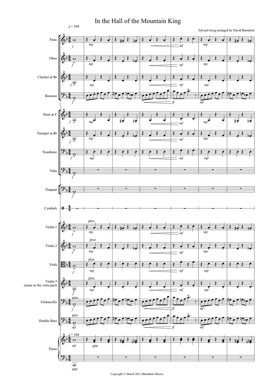 In the Hall of the Mountain King for School Orchestra Full Orchestra scores gallery preview page 1