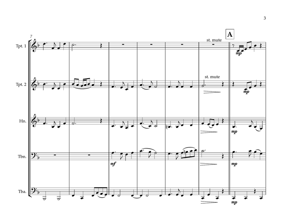 Limburg Provincial Anthem (Limburg, mijn Vaderland - In ’t bronsgroen eikenhout) for Brass Quintet Brass Quintet scores gallery preview page 3