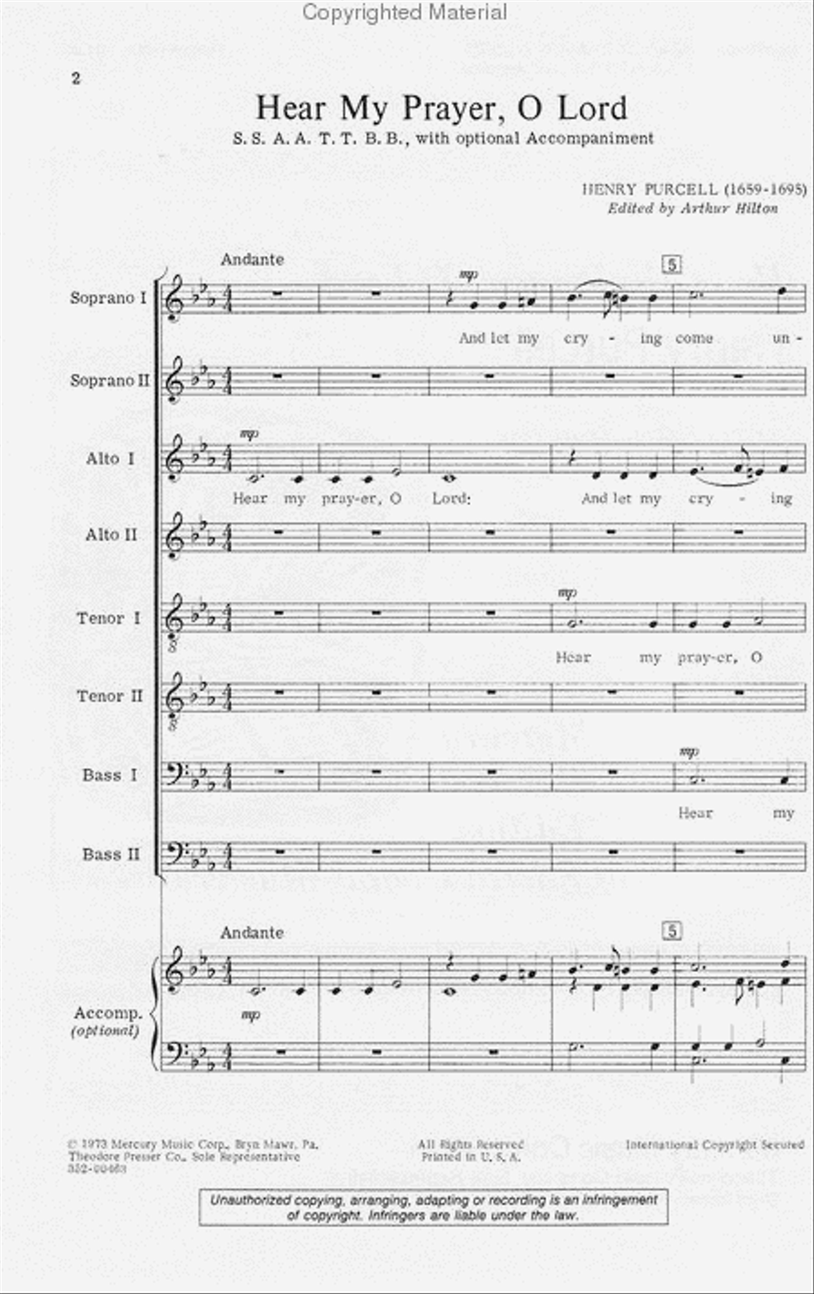 Hear My Prayer, O Lord Divisi scores gallery preview page 2