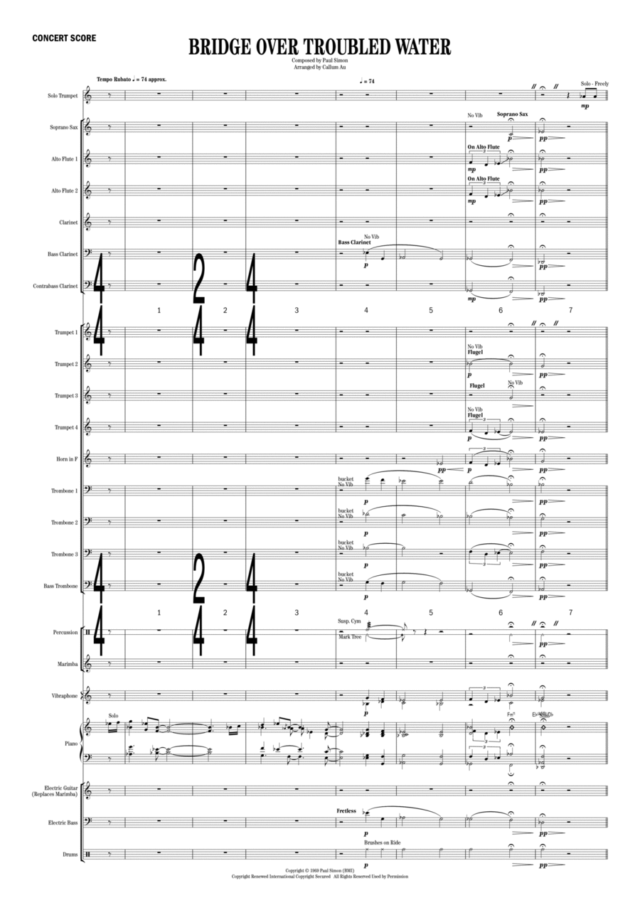 Bridge Over Troubled Water Jazz Ensemble scores gallery preview page 1