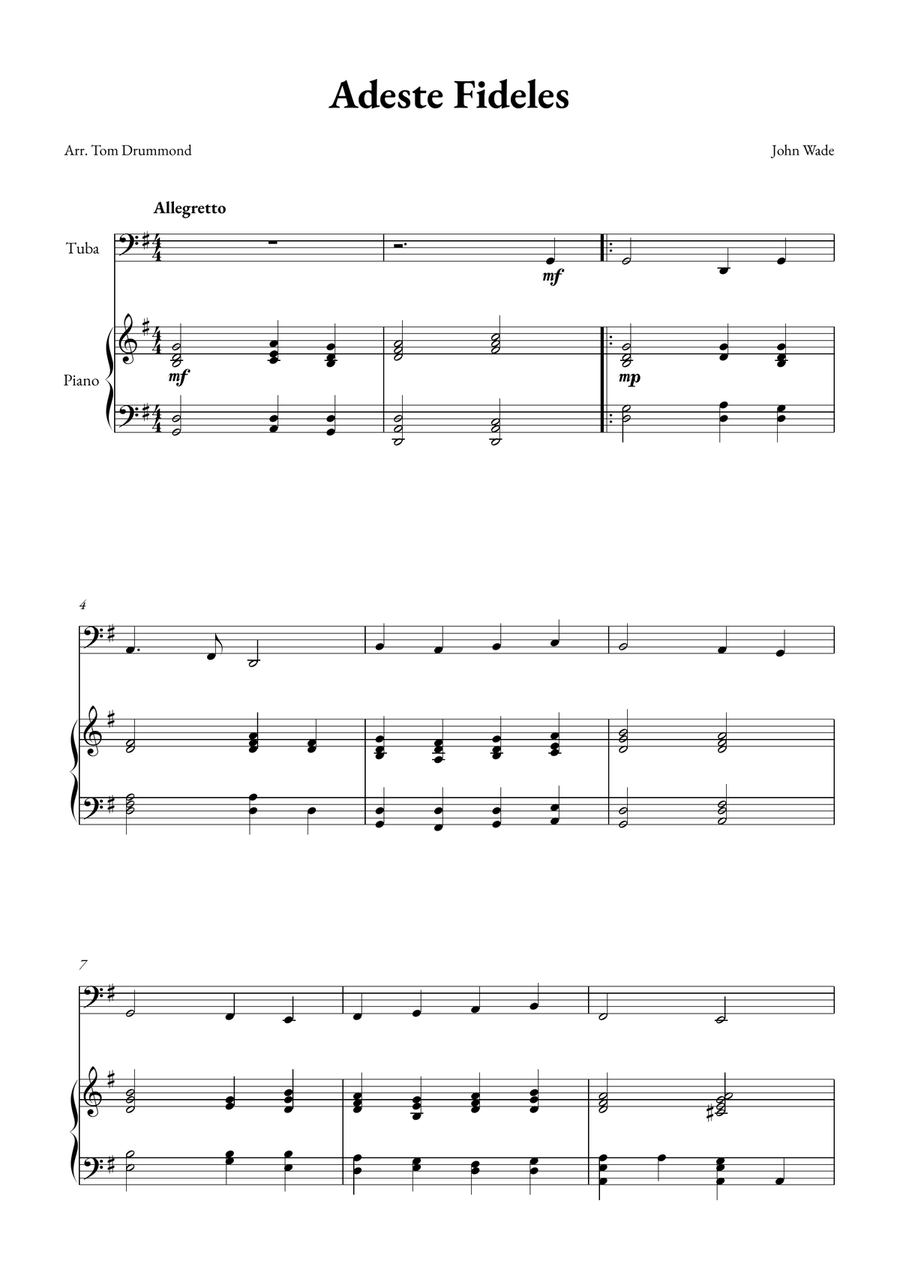 Adeste Fidelis Adeste Fidelis Easy Piano scores gallery preview page 1