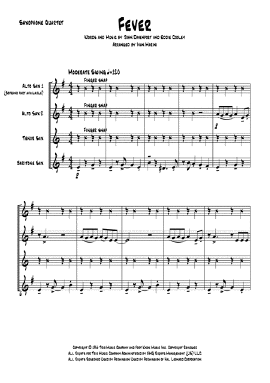 Fever Saxophone Quartet scores gallery preview page 3