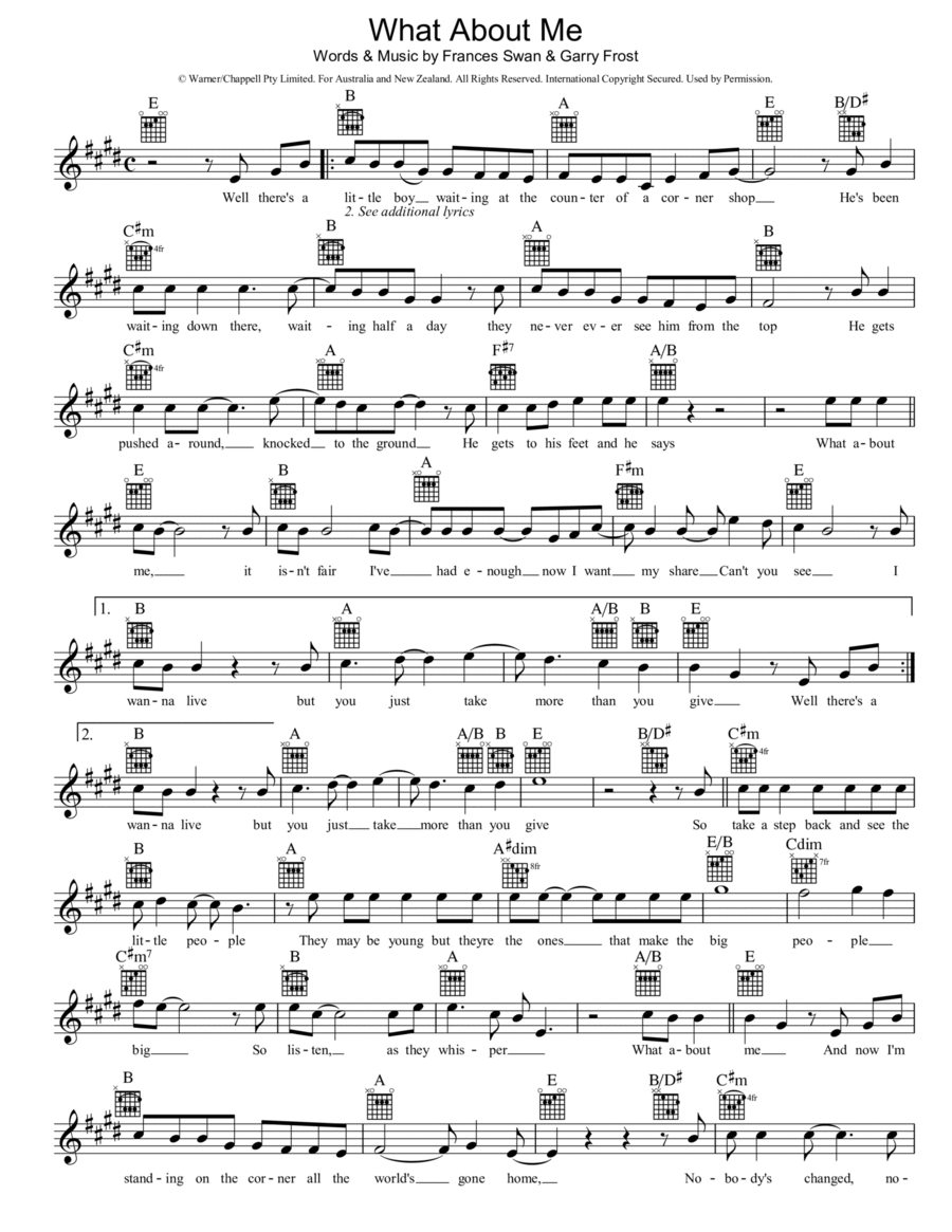 What About Me Piano scores gallery preview page 1