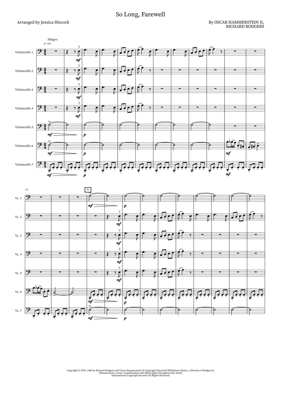 So Long, Farewell School and Community scores gallery preview page 1