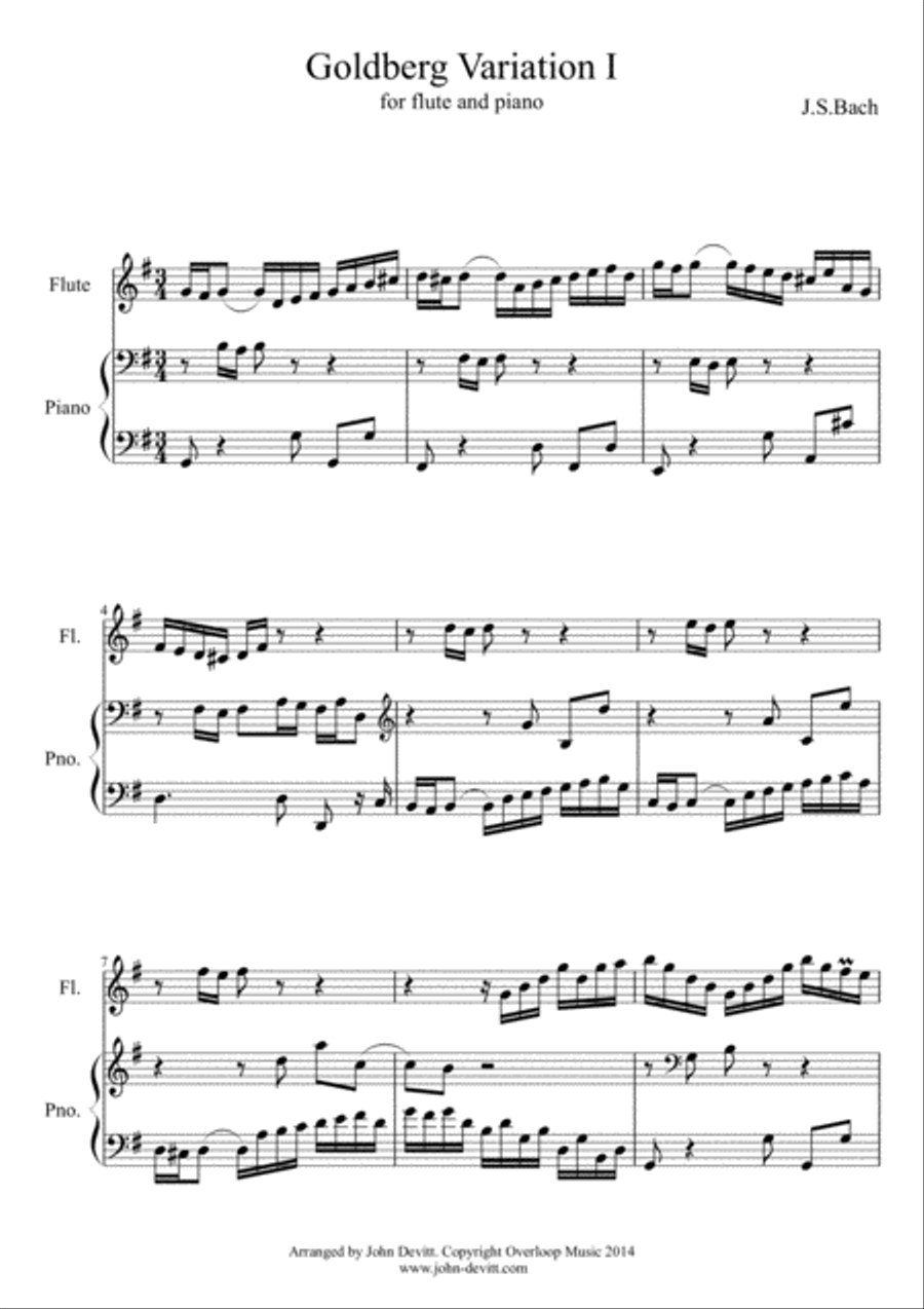 The Complete Goldberg Variations for Flute & Piano Woodwind Duet scores gallery preview page 5