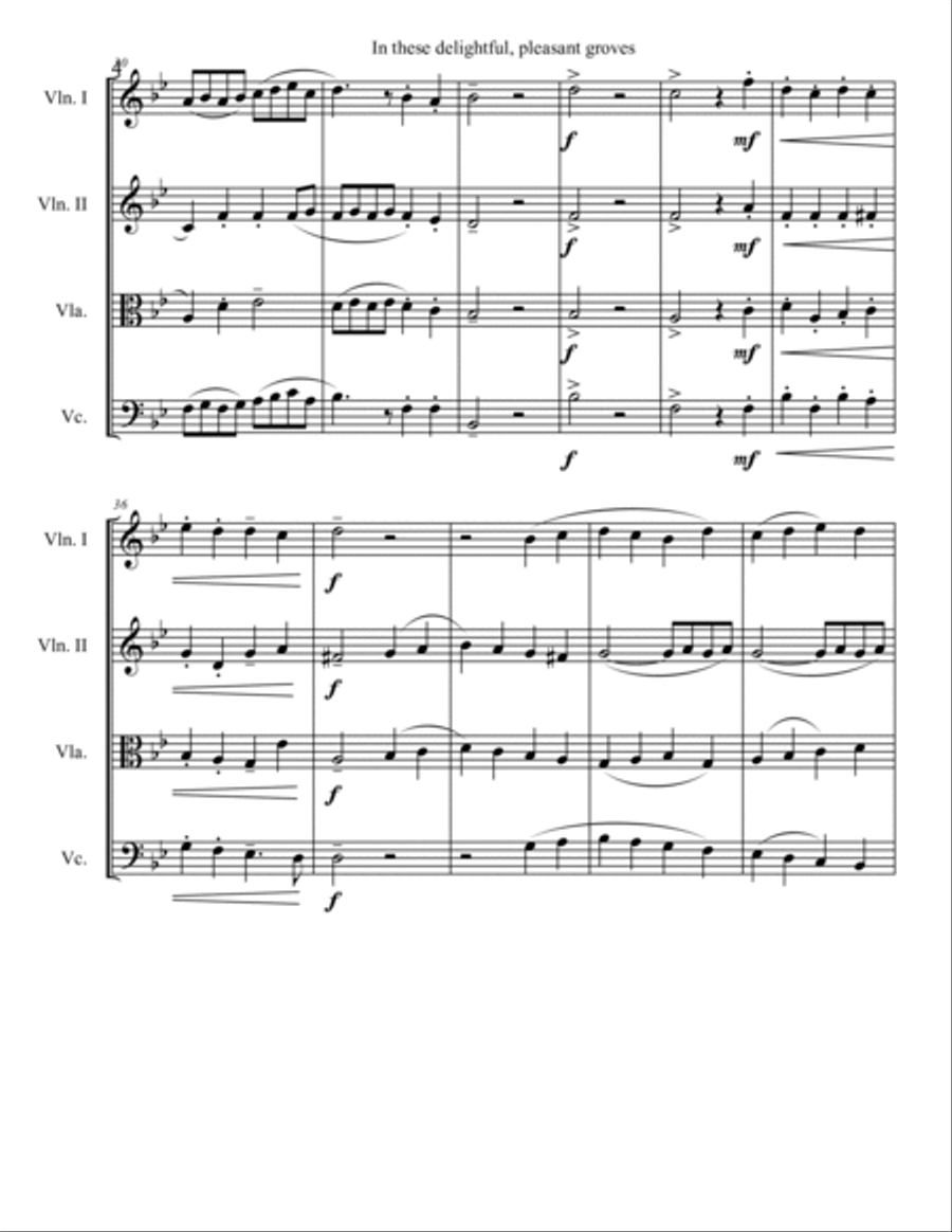 In These Delightful, Pleasant Groves by Henry Purcell for string quartet String Quartet scores gallery preview page 4