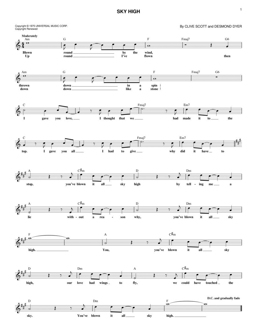 Sky High Piano scores gallery preview page 1