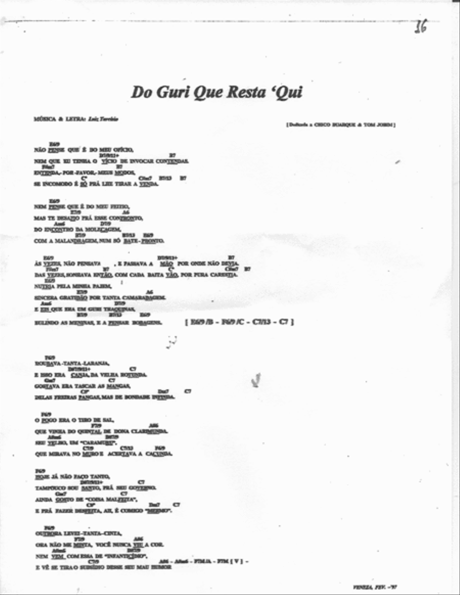 Do Guri Que Resta Aqui: This is a brazilian rythm named TOADA Small Ensemble scores gallery preview page 1