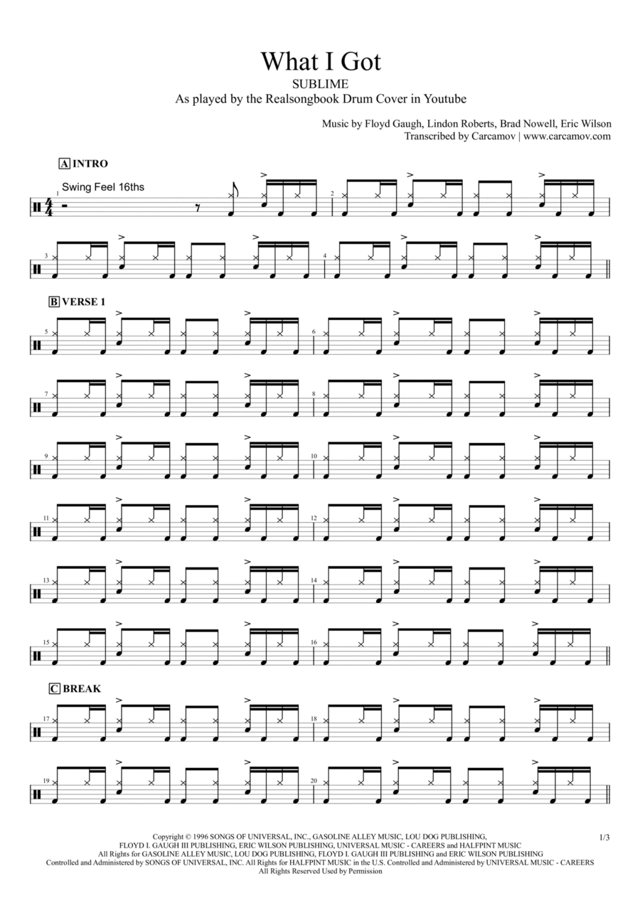 What I Got Drum Set scores gallery preview page 1