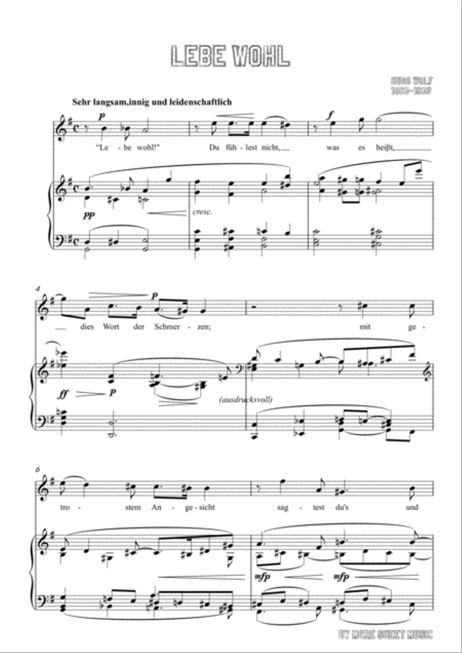Wolf-Lebe wohl in G Major,for Voice and Piano Voice Solo scores gallery preview page 3