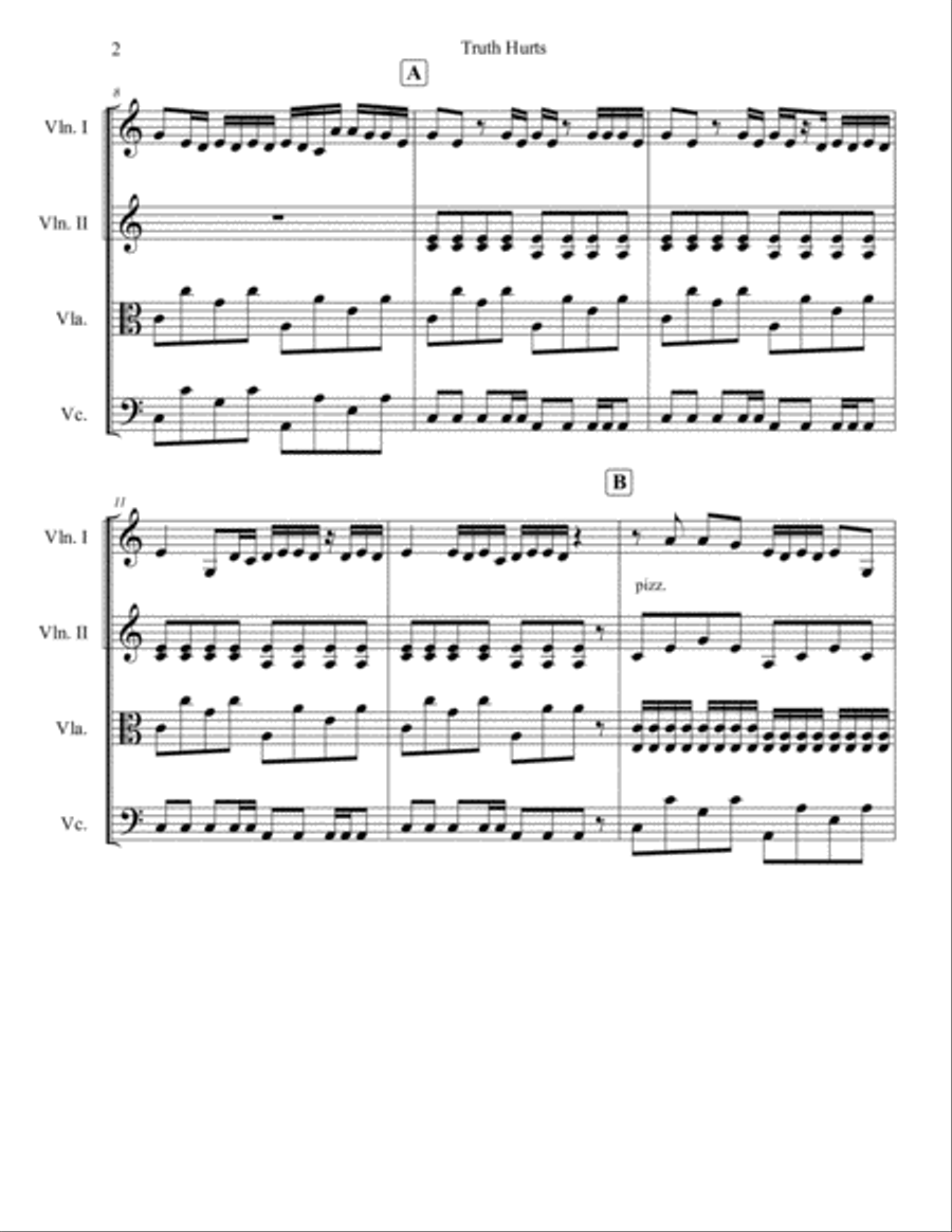 Truth Hurts String Quartet scores gallery preview page 2
