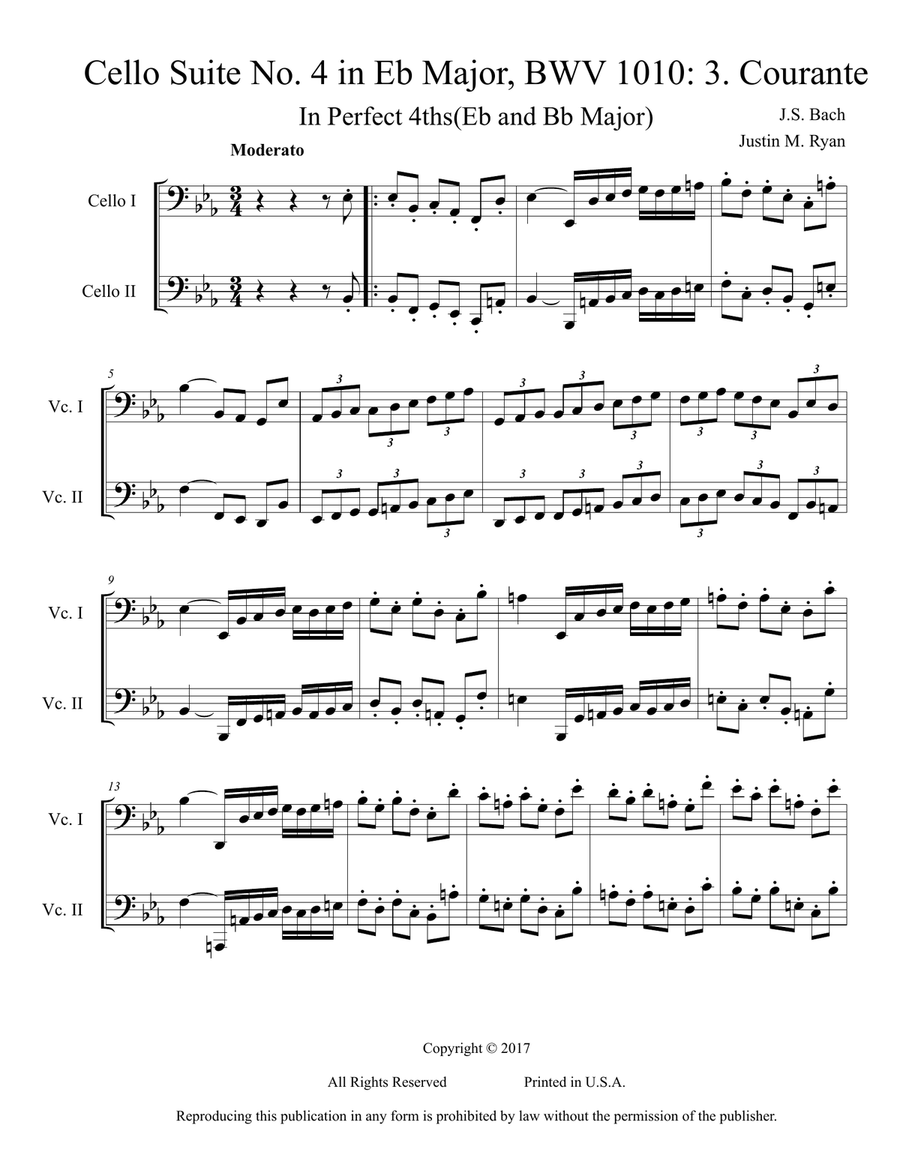Cello Suite No. 4, BWV 1010: 3. Courante String Duet scores gallery preview page 1