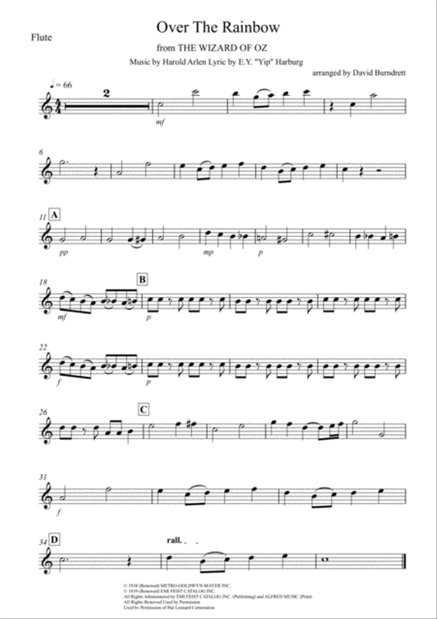Over The Rainbow (from The Wizard Of Oz) Woodwind Quartet scores gallery preview page 3