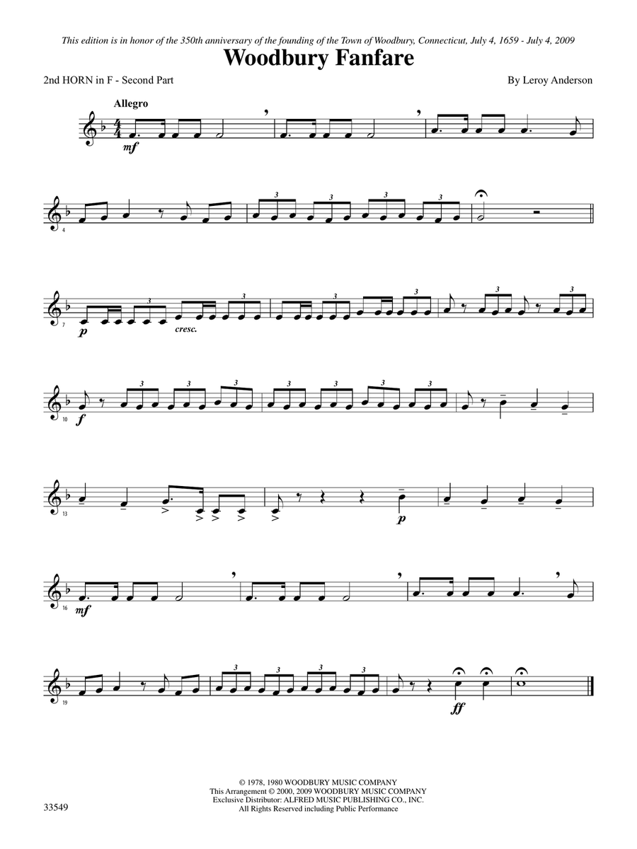 Woodbury Fanfare: 2nd F Horn
