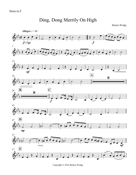 Ding Dong Merrily On High for Brass Quintet image number null