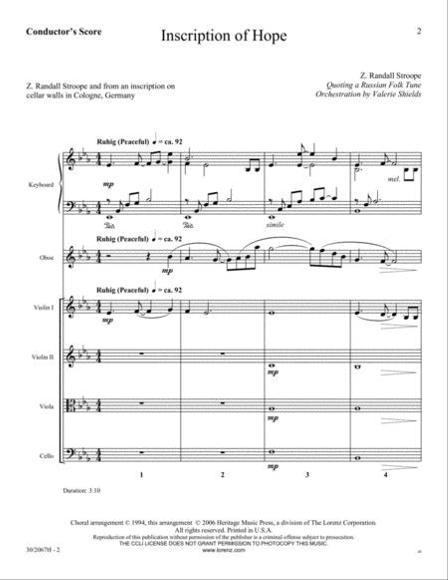 Inscription of Hope - Score and Parts Oboe scores gallery preview page 2