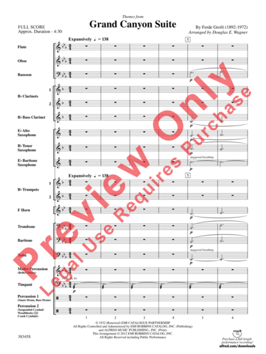 Grand Canyon Suite, Themes from Concert Band scores gallery preview page 4