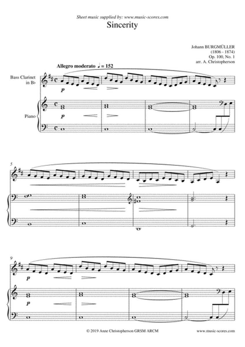 Sincerity - Burgmuller Op.100, No.1 - Bass Clarinet and Piano image number null