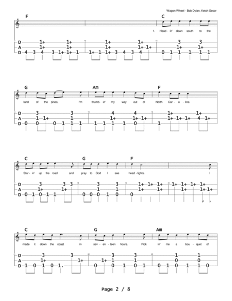 Wagon Wheel Dulcimer scores gallery preview page 2
