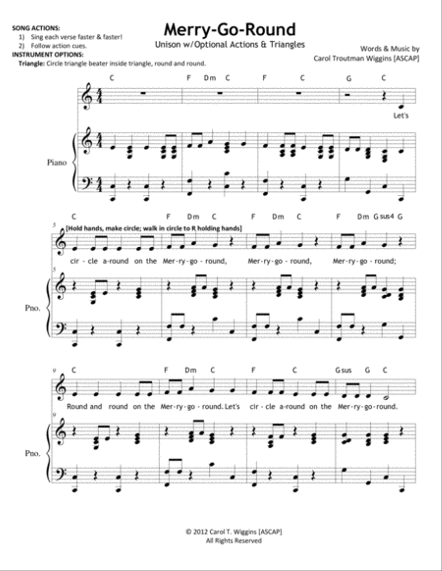 Merry-Go-Round Unison Choir scores gallery preview page 1