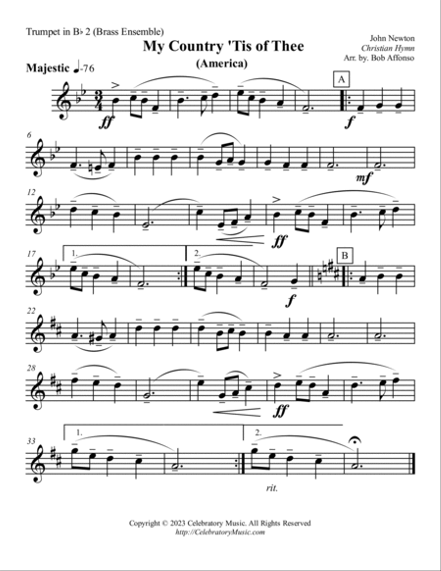 My Country 'Tis of Thee (America) Brass Ensemble scores gallery preview page 5
