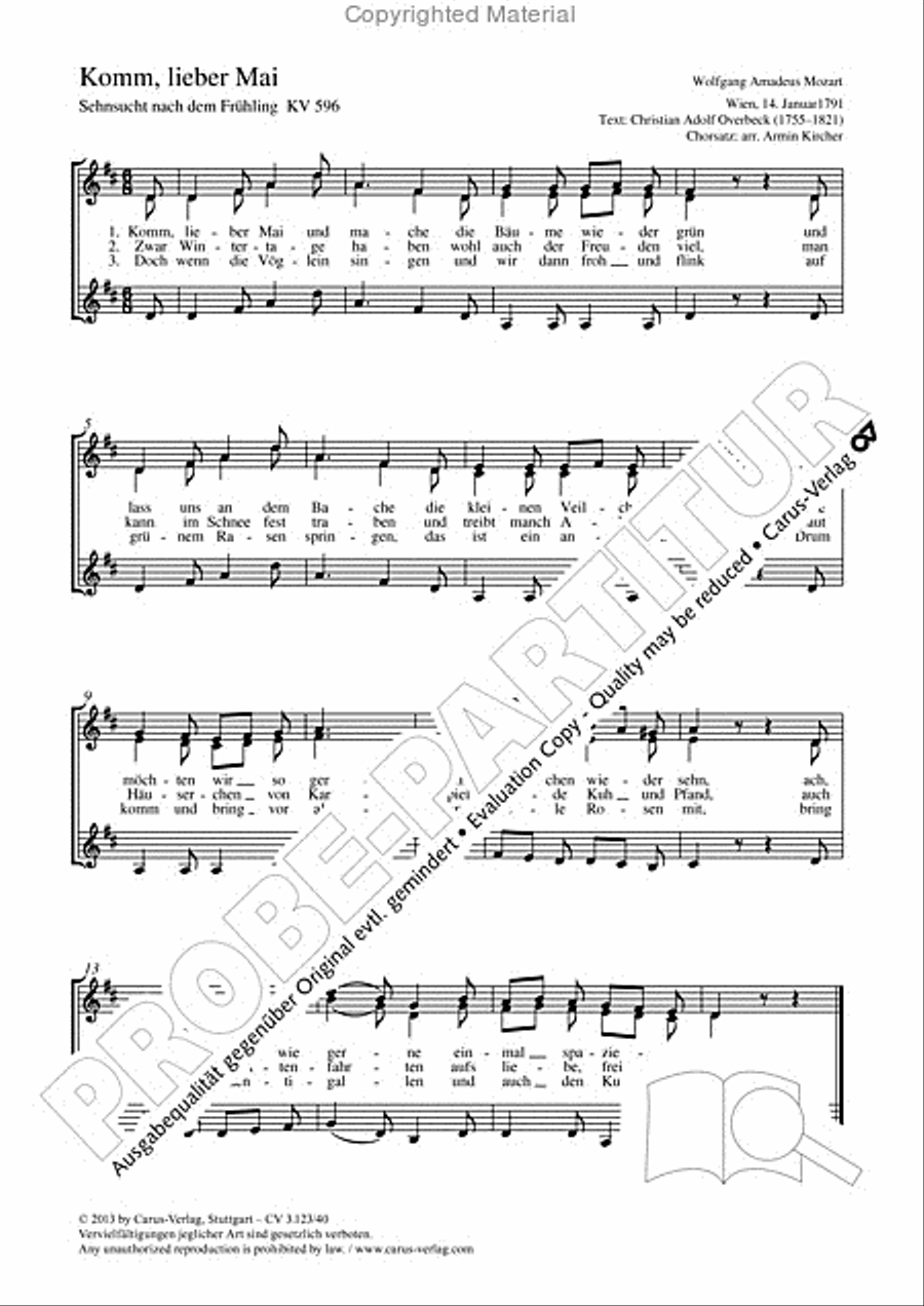 Komm, lieber Mai Komm, lieber Mai SSA scores gallery preview page 2