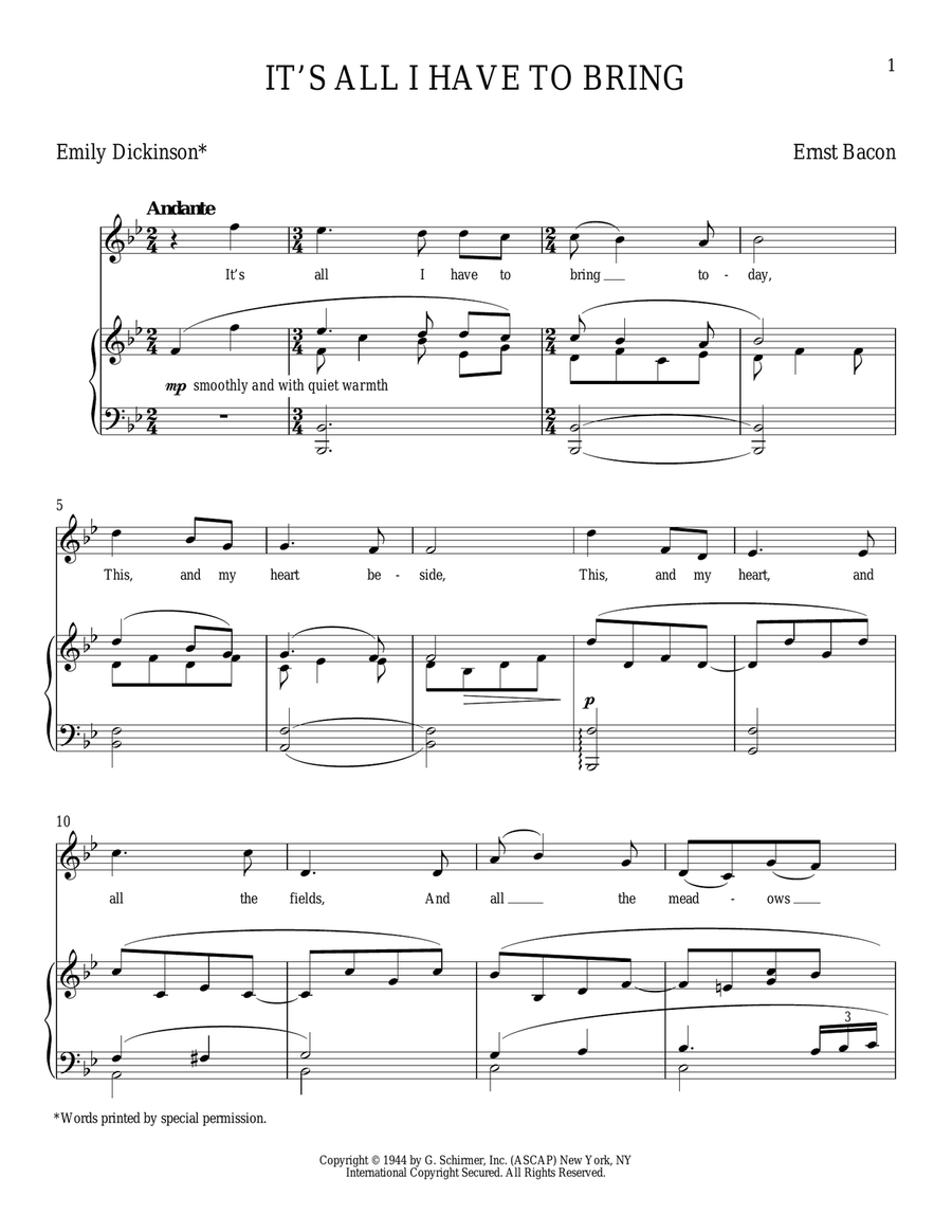 It's All I Have To Bring (Bacon) Soprano Voice scores gallery preview page 1