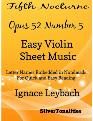 Book cover for Fifth Nocturne Opus 52 Number 5 Easy Violin Sheet Music