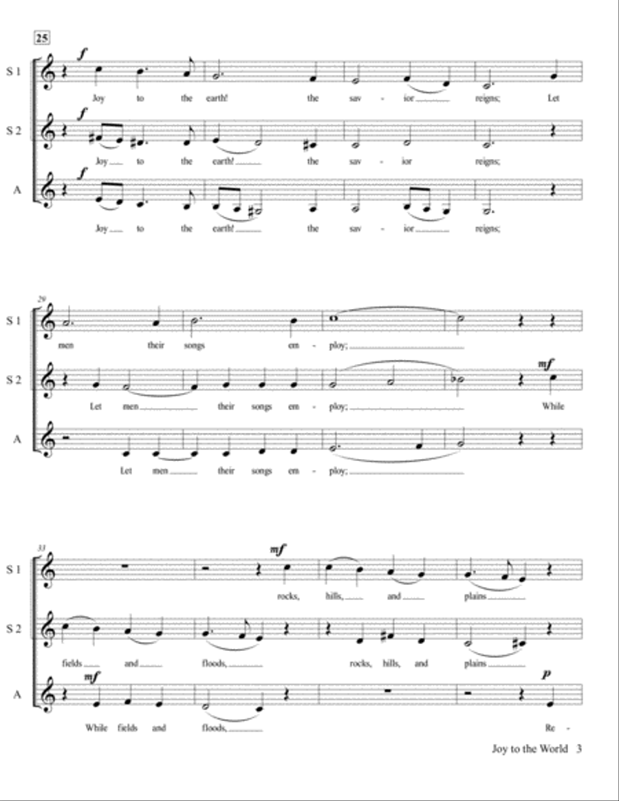 JOY TO THE WORLD - SSA A Cappella SSA scores gallery preview page 4