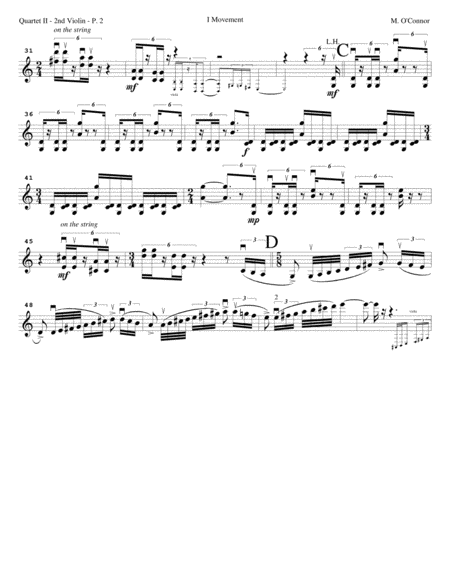 String Quartet No. 2 "Bluegrass" (violin 2 part - two vlns, vla, cel) image number null