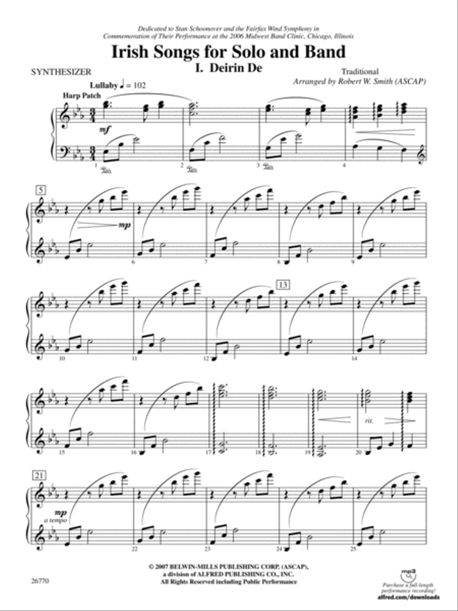 Irish Songs: Synthesizer Concert Band scores gallery preview page 1