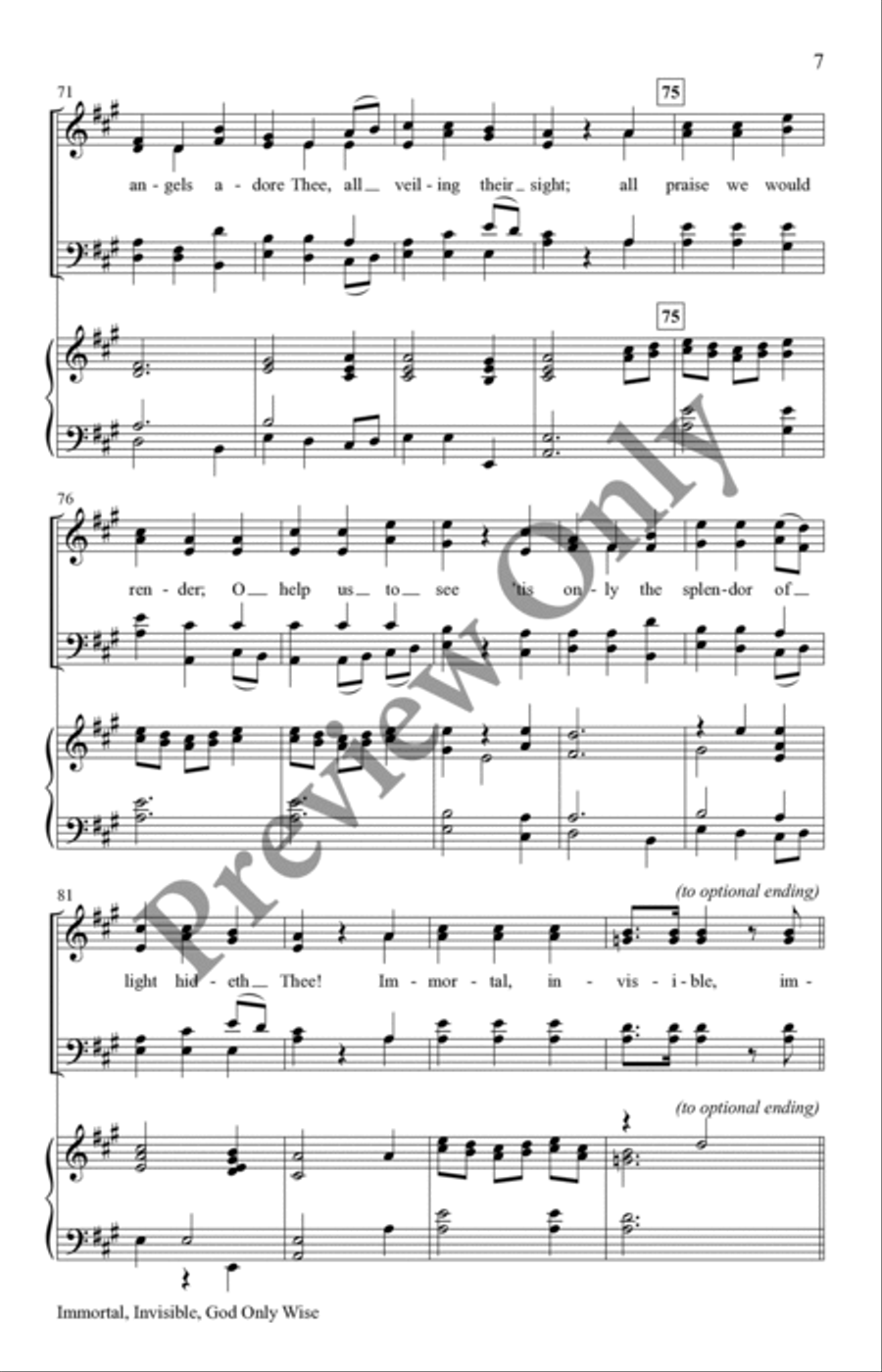 Immortal, Invisible, God Only Wise 4-Part scores gallery preview page 6