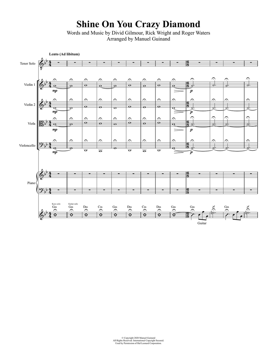 Shine On You Crazy Diamond (parts 1-5) Small Ensemble scores gallery preview page 1