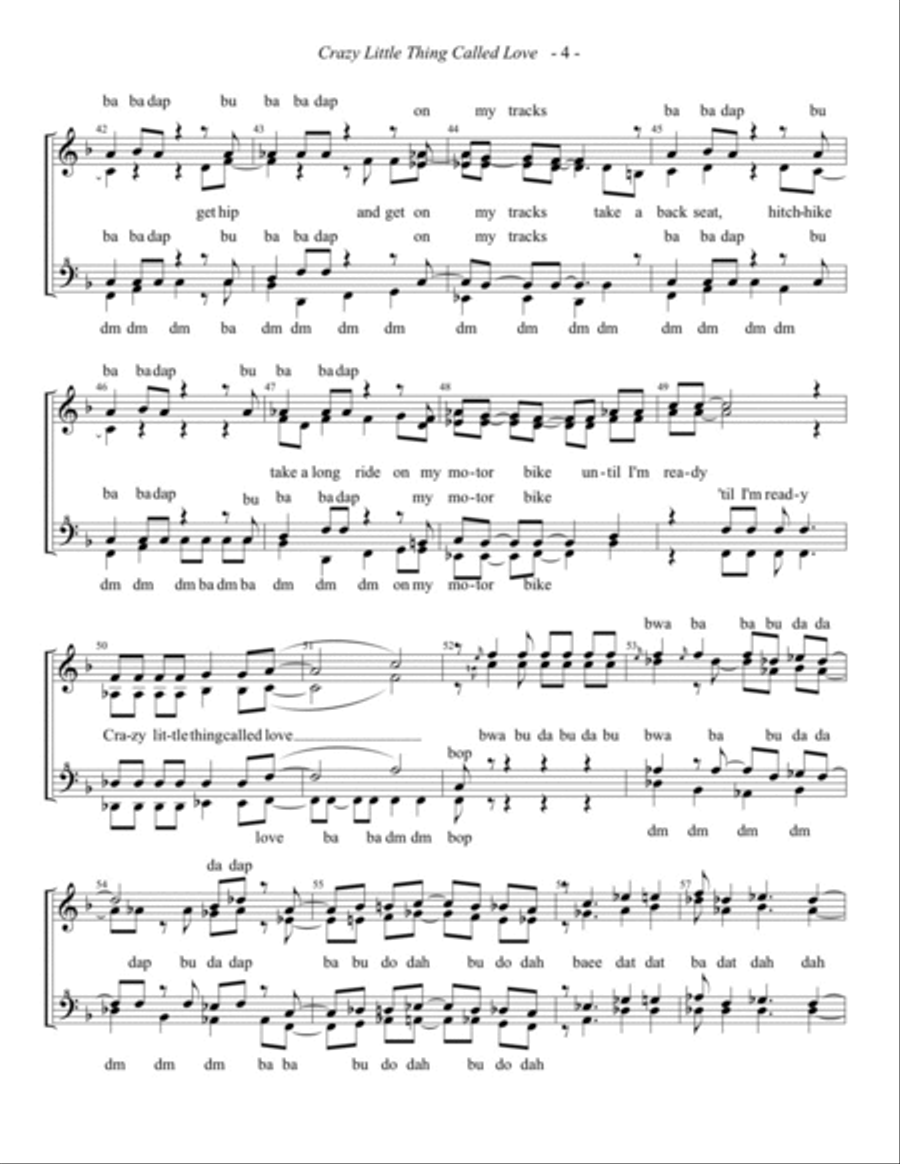 Crazy Little Thing Called Love SSAA scores gallery preview page 4