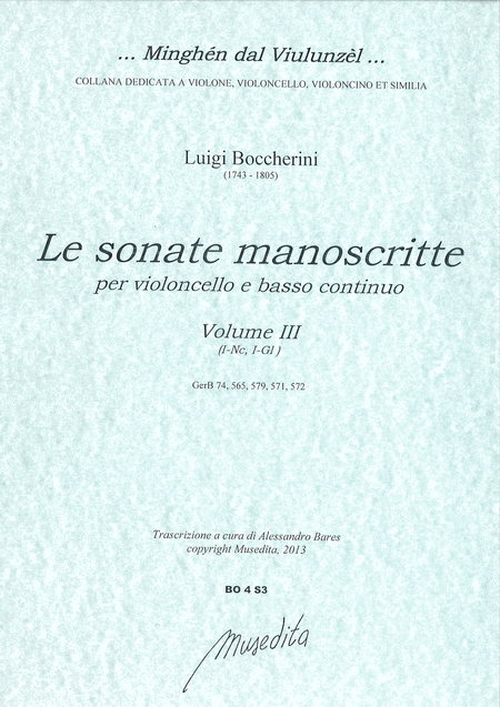 Manuscript sonatas for cello and b.c. - VOLUME III
