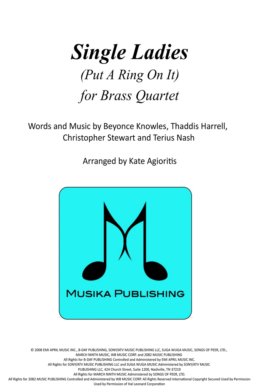 Single Ladies (Put A Ring On It) Brass Quartet scores gallery preview page 1
