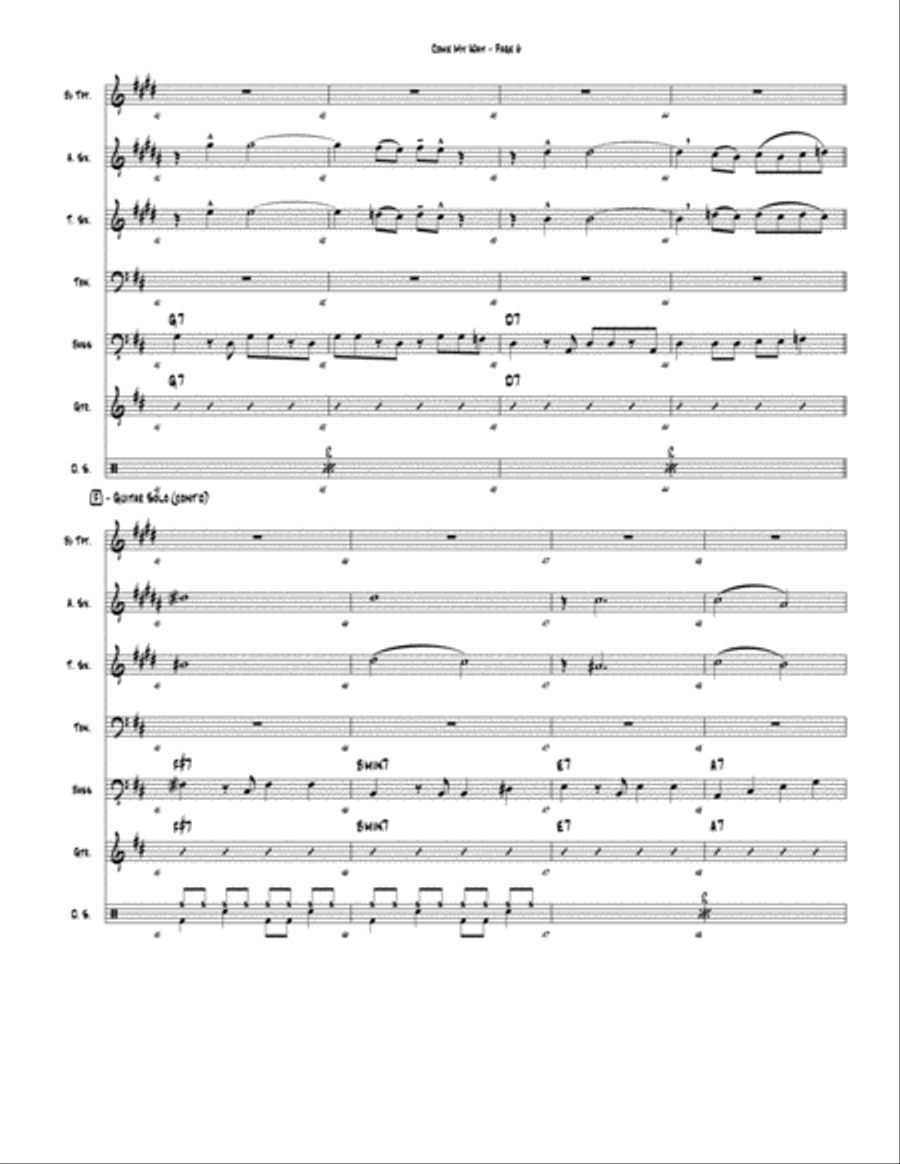 Come My Way (septet version / Blowholes) Jazz Ensemble scores gallery preview page 6