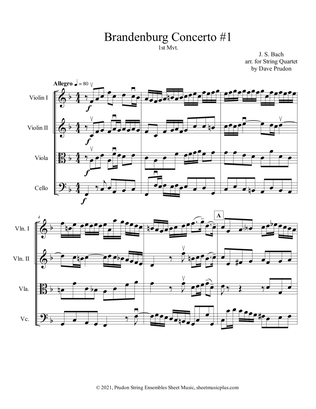 Book cover for Brandenburg Concerto #1, 1st. Mvt. for String Quartet