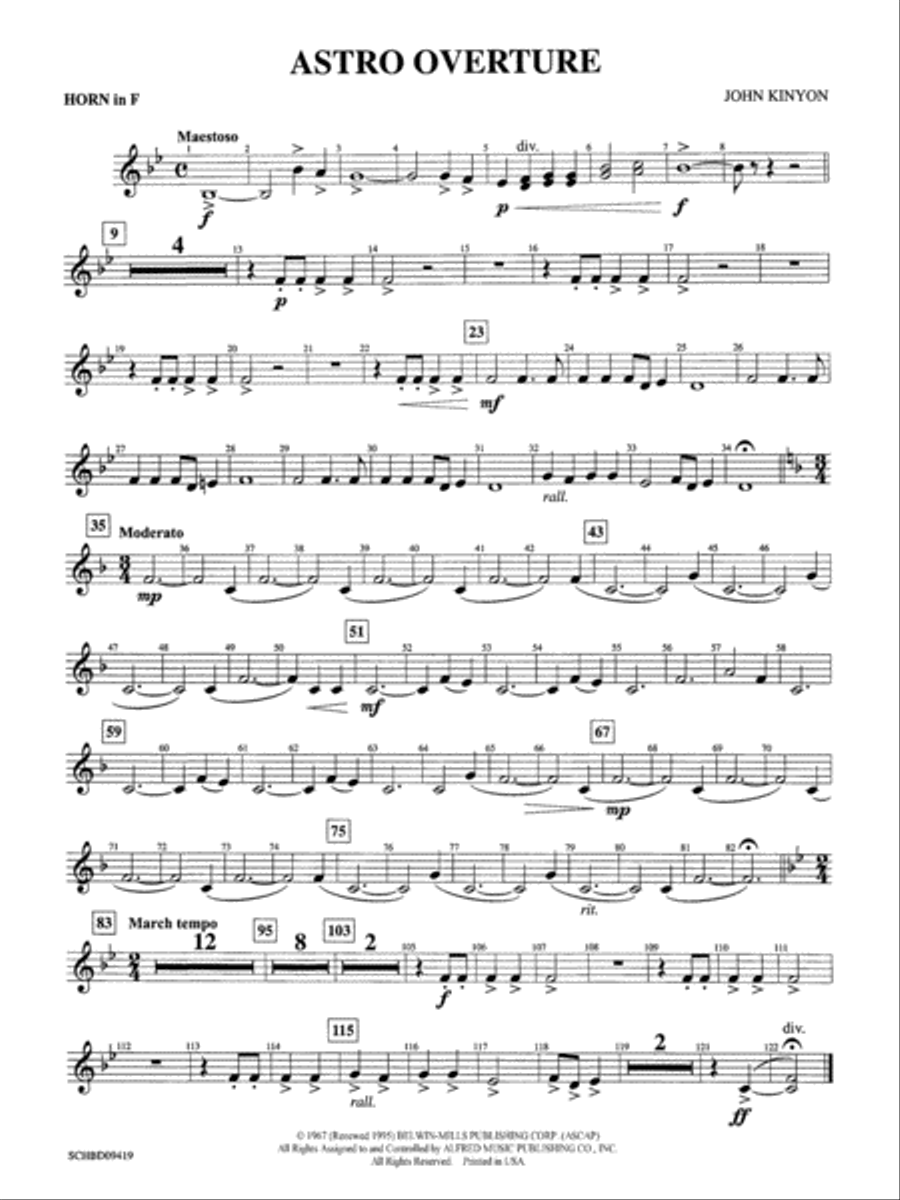 Astro Overture: 1st F Horn Concert Band scores gallery preview page 1