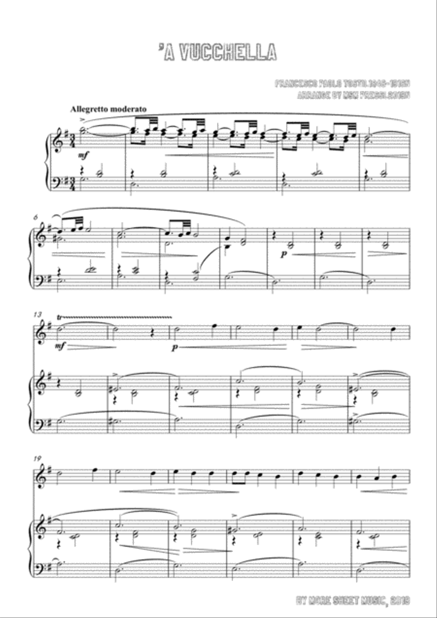 Tosti-'A Vucchella, for Violin and Piano Violin Solo scores gallery preview page 3