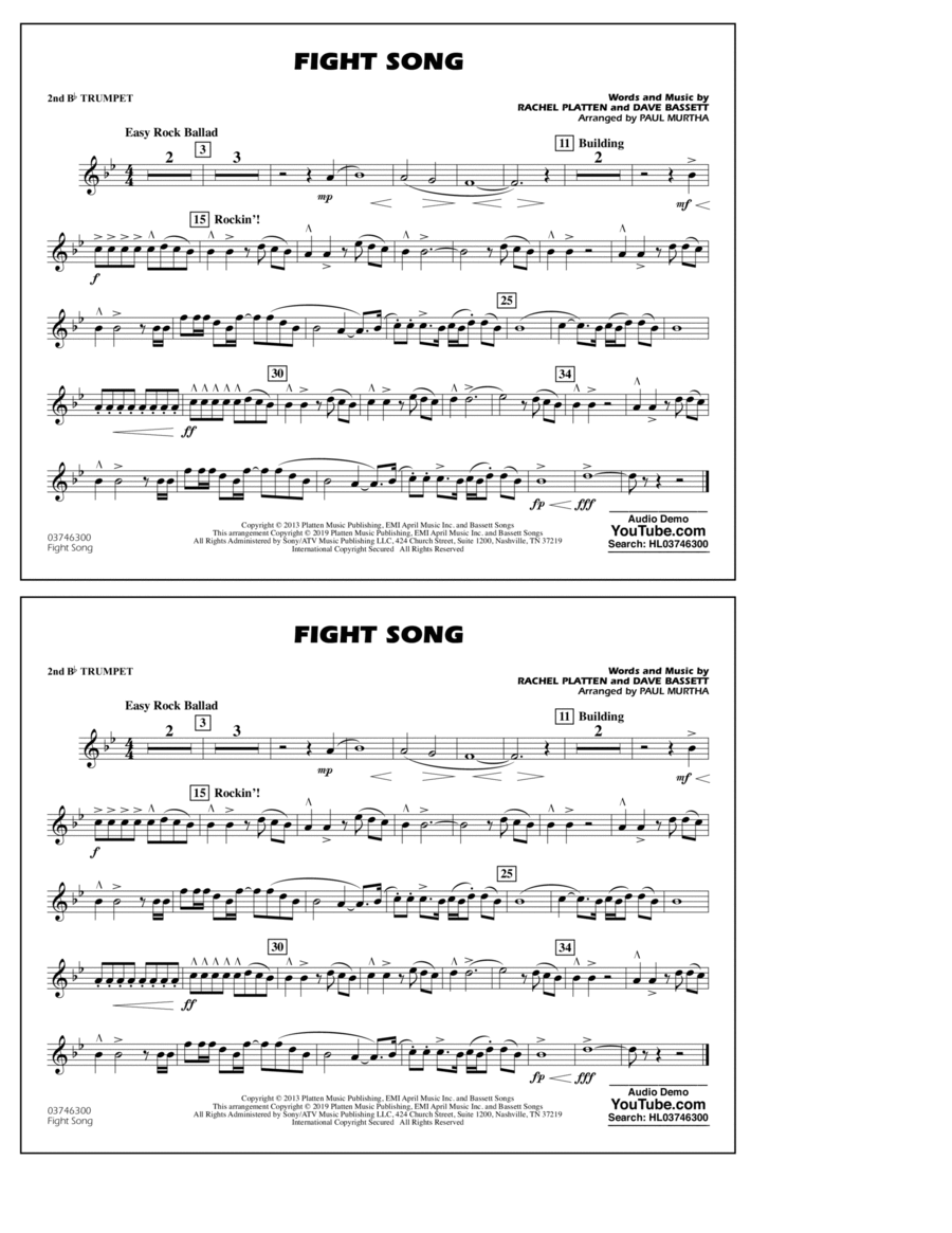 Fight Song (arr. Paul Murtha) - 2nd Bb Trumpet
