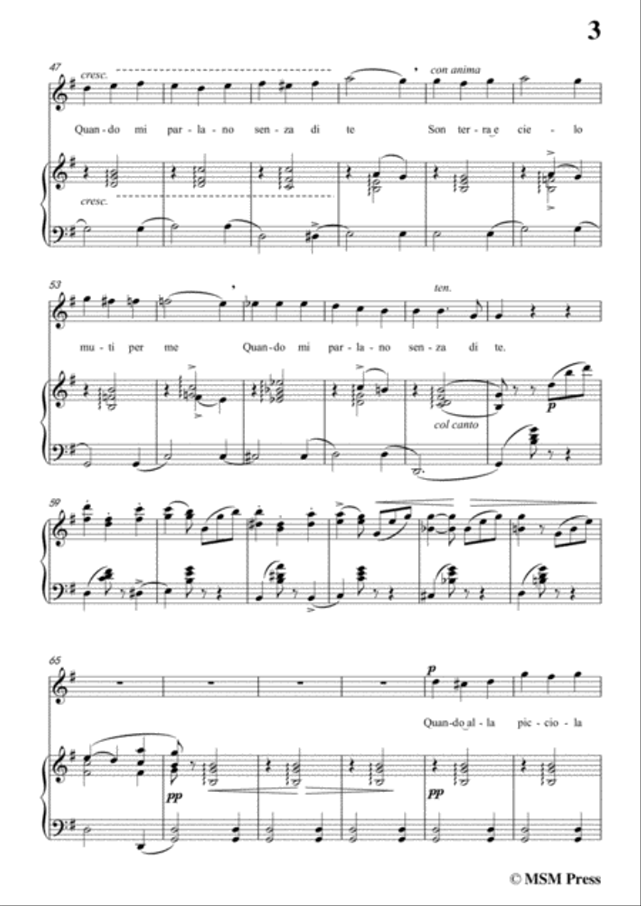 Tosti-Senza di te! In G Major,for voice and piano Voice Solo scores gallery preview page 5