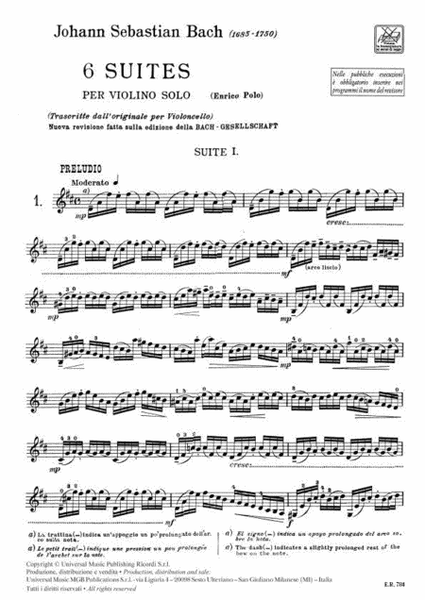 6 Cello Suites - Violin Solo