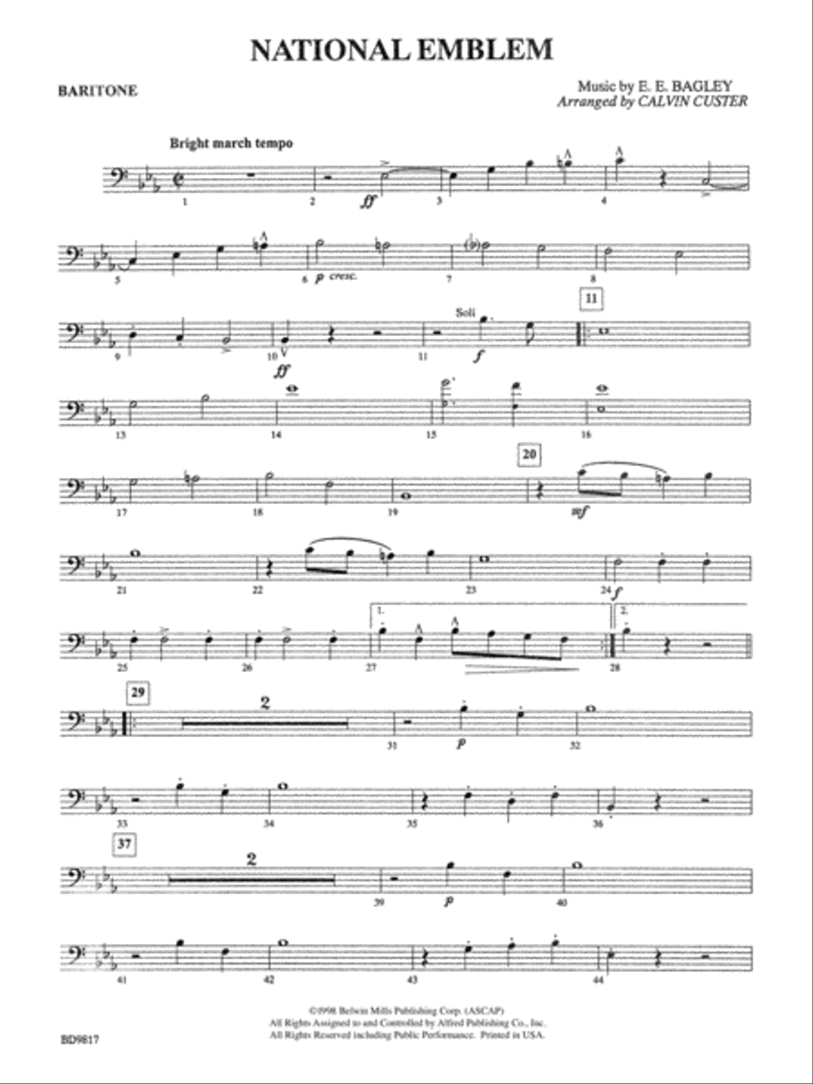 National Emblem: Baritone B.C. Concert Band scores gallery preview page 1